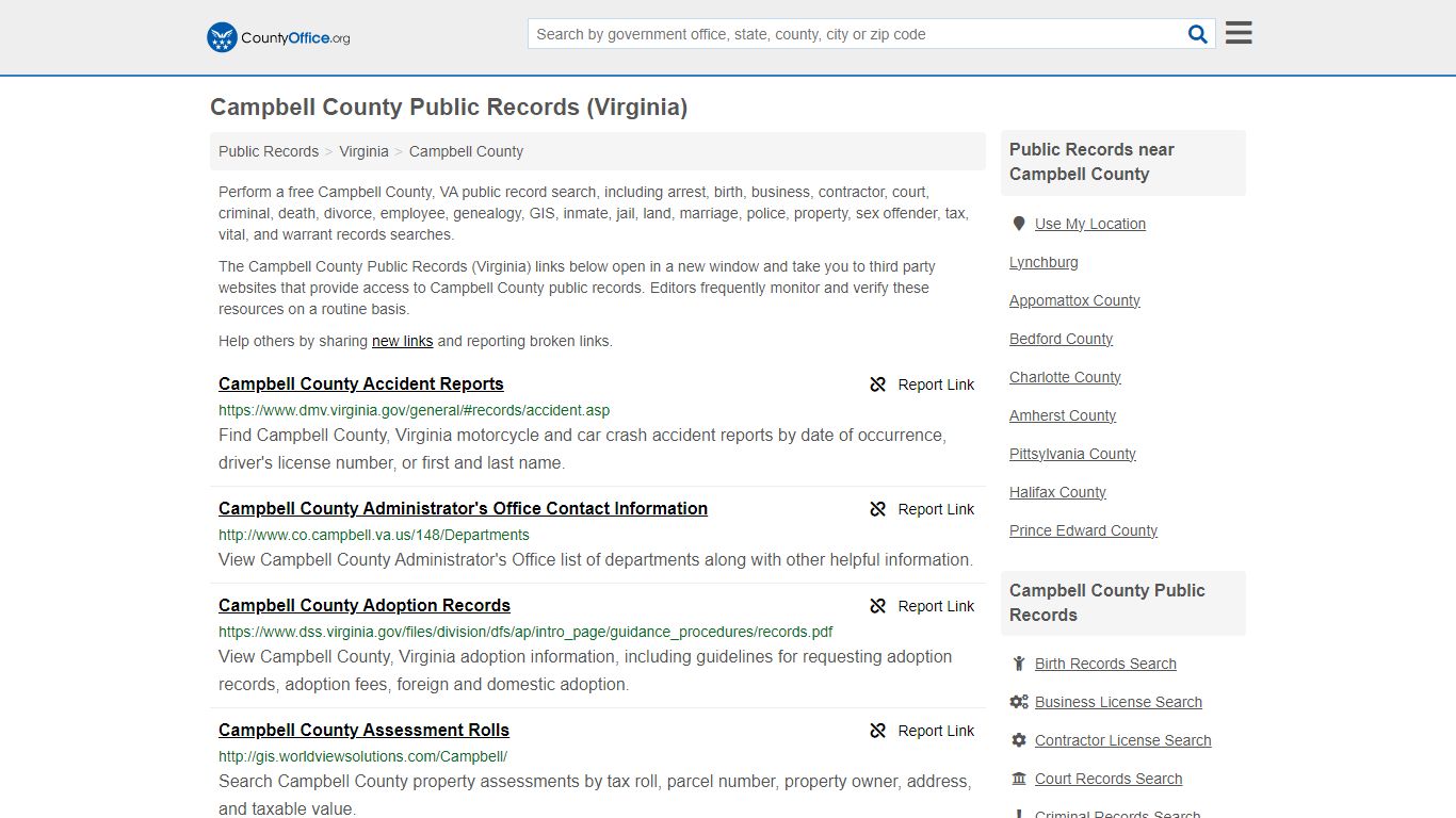 Public Records - Campbell County, VA (Business, Criminal, GIS, Property ...